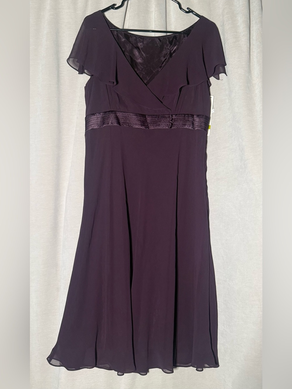 Vintage Style Eggplant Purple Midi Wedding Guest Cocktail Dress Size 14